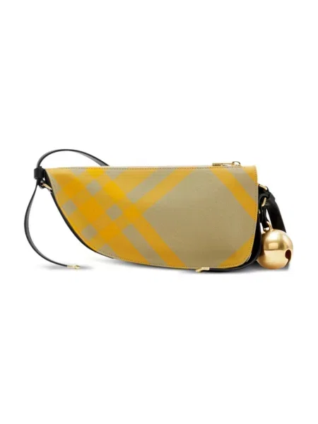 Torebka Burberry wełniana w kratę żółta