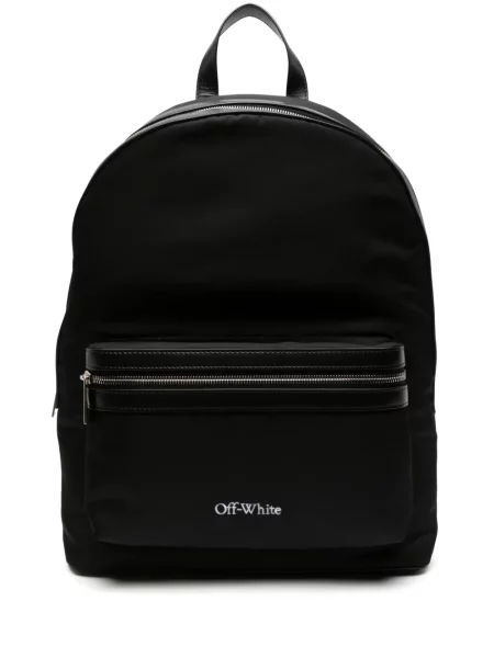 Rucsac Off-white cu broderie alb