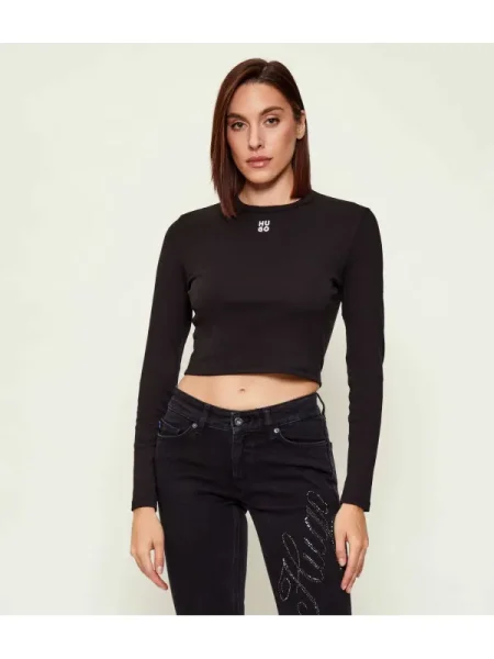 HUGO Bluză | Cropped Fit negru