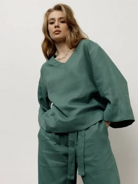 HARVEST Air Блуза Смарагдовий Льон