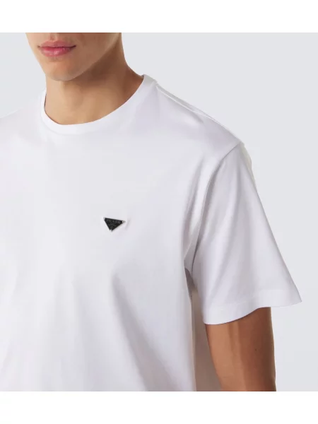 Tricou Prada din jerseu cu autograf alb