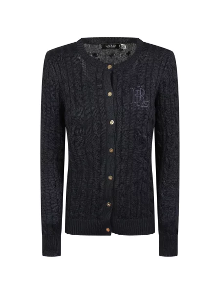 Cardigan Lauren Ralph Lauren cu broderie tricotate albastru