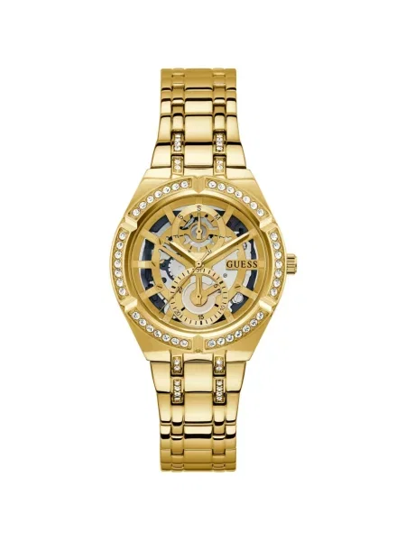Lniany zegarek Guess żółty