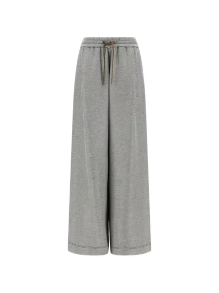 Pantaloni Brunello Cucinelli alergare cu cordon gri