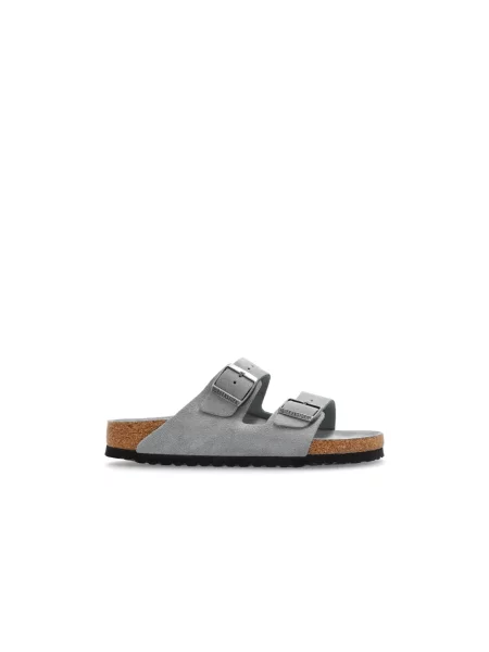 Klapki Birkenstock zamszowe szare