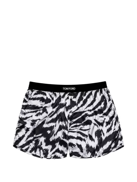 Pantaloni scurți Tom Ford de mătase cu imagine cu model zebră alb