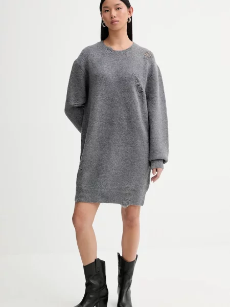 IRO sukienka z dodatkiem wełny mini oversize TONINA szary