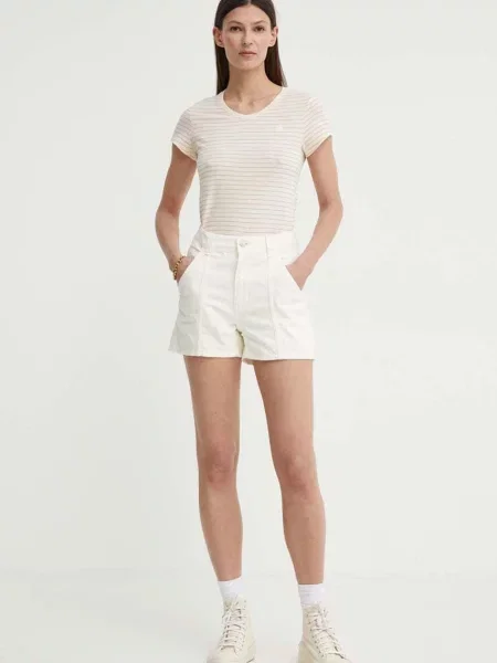 G-Star kratka majica Stripe eyben slim v t bež