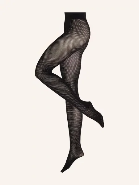 Wolford Punčocháče Cotton Dot black černé