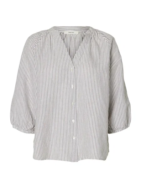 SELECTED Bluză SLFCLEO-ALBERTA gri taupe alb