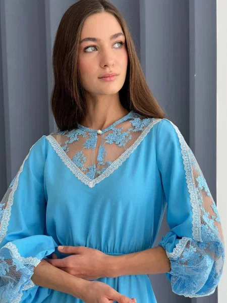 Вечірня сукня NENKA бавовна/поліестер блакитний