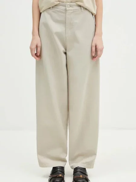 Carhartt WIP pantaloni de Brady Pant drept medium waist bej