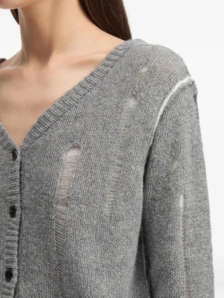 Cardigan B+ab zdrențuiți cu decolteu în V gri