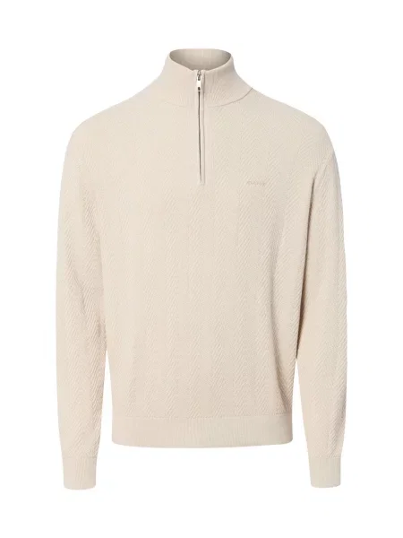Gant sweter typu troyer z domieszką wełny Mężczyźni M beżowy