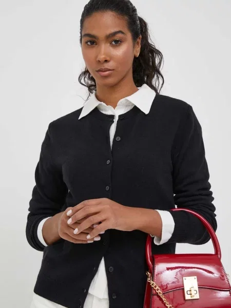 United Colors of Benetton cardigan din lana light negru