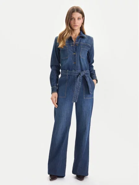 Guess Jeans Ολόσωμη φόρμα Σκούρο Wide Leg μπλε