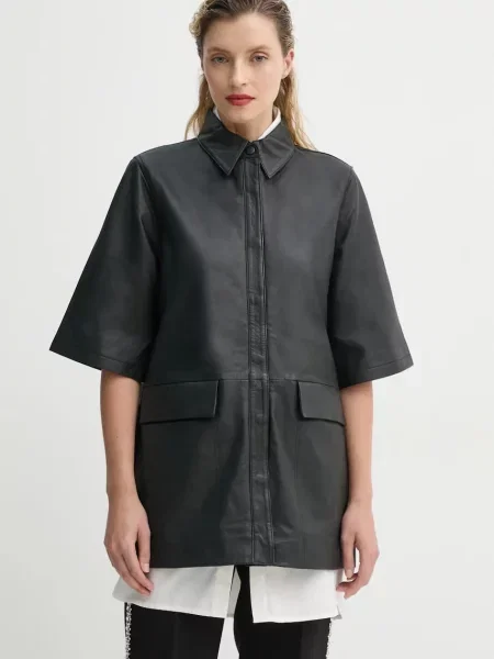 Bruuns Bazaar kurtka skórzana przejściowa czarny