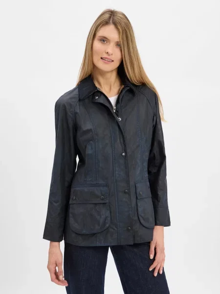 Barbour Kurtka Beadnell Kobiety jednolity 34 niebieski