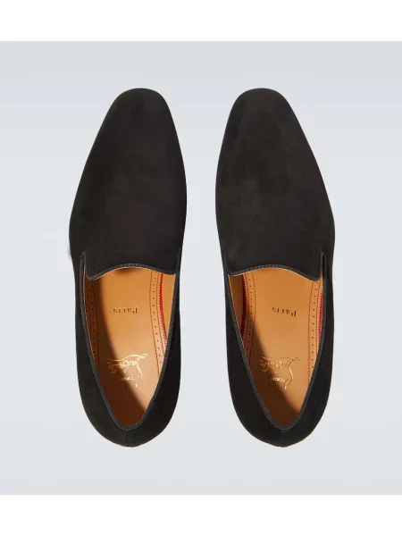 Pantofi loafer Christian Louboutin din piele de căprioară negru