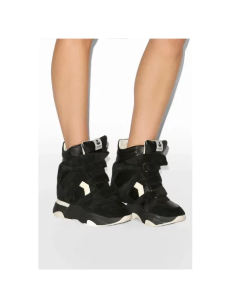 Sneakersy Isabel Marant skórzane na koturnie czarne