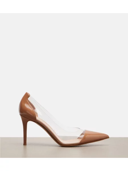 Pantofi cu toc Gianvito Rossi din piele de lac bej