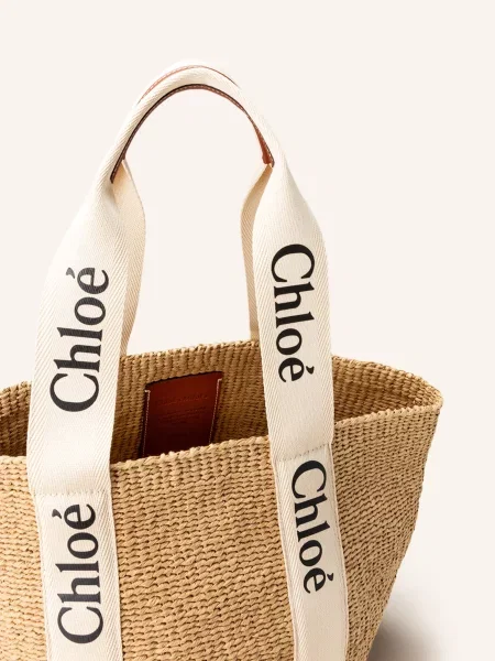 Chloé Shopper Woody Large white bílá