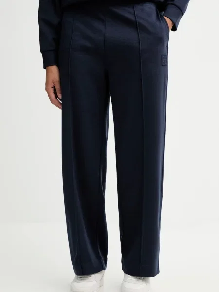Kalhoty s příměsí vlny Calvin Klein tmavomodrá