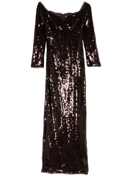 Rochie maxi Self-portrait cu paiete de costum maro
