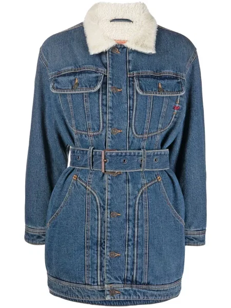 Cu centură lung rochie din denim Diesel albastru