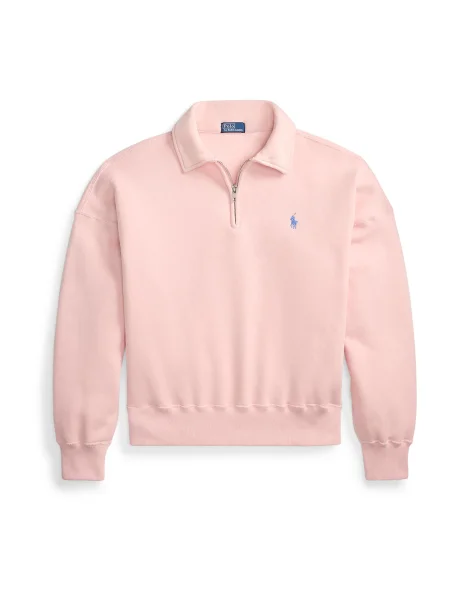 Hanorac din fleece Polo Ralph Lauren din fleece de jumătate de fermoar roz