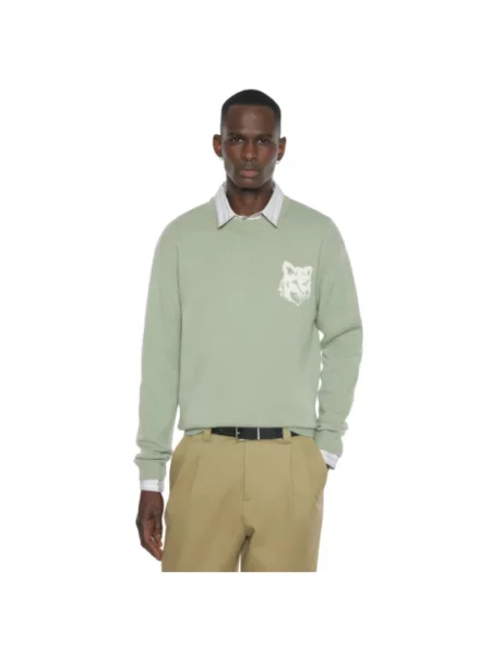 Sweter Maison Kitsune wełniany zielony