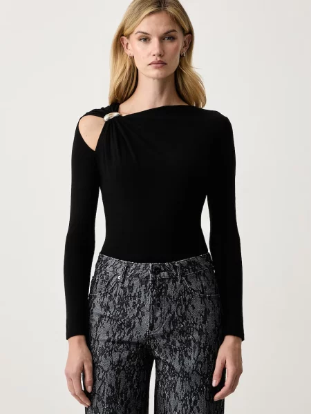 Tricou cu mânecă lungă Marella de lână negru