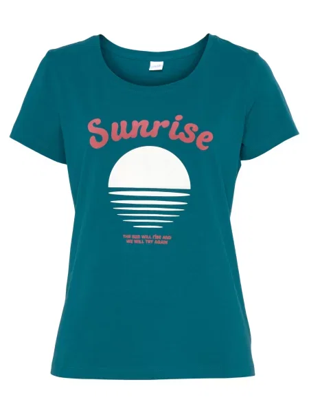 VIVANCE Tričko petrolejová / brusinková bílá