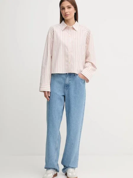 Calvin Klein Jeans koszula relaxed z kołnierzykiem klasycznym beżowy