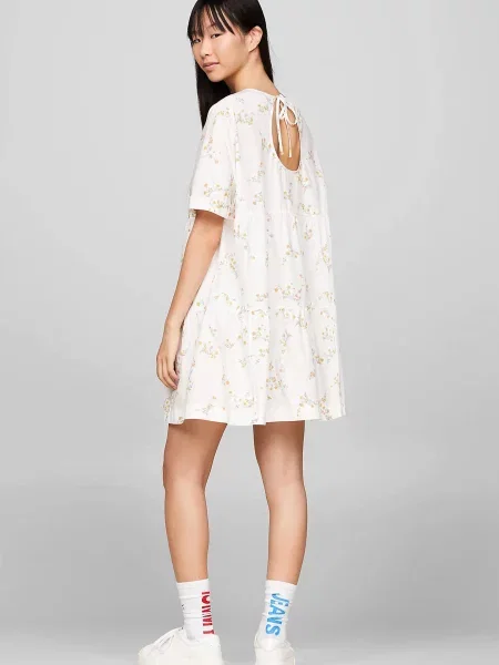 Джинсова сукня Tommy Jeans з попліну а-силуету біла