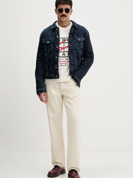 Tommy Jeans kurtka jeansowa przejściowa granatowy