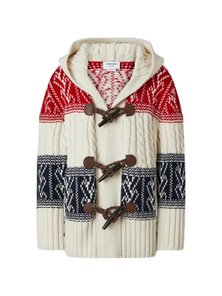 Geacă Thom Browne din cașmir chunky alb