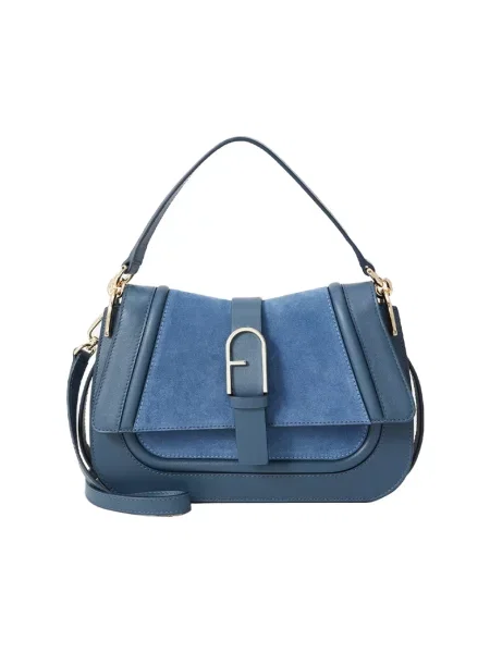 Top Furla skórzany niebieski