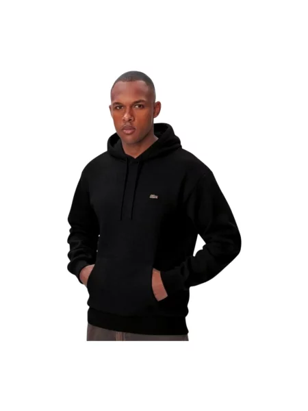 Bluza z kapturem o kroju relaxed fit z mieszanki bawełny Lacoste czarna