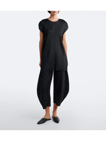 Hlače Pleats Please Issey Miyake črna