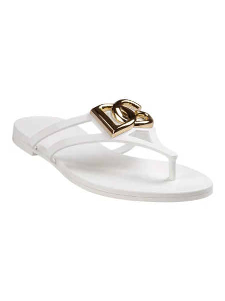 Klapki Dolce And Gabbana z logo białe