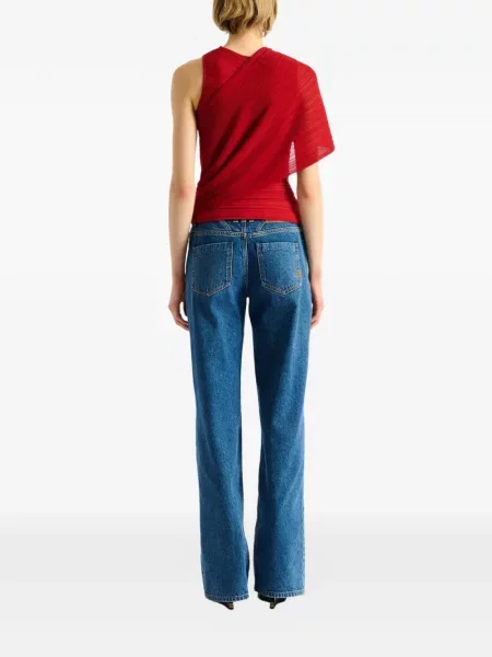 Top Balmain fără mâneci asimetric roșu