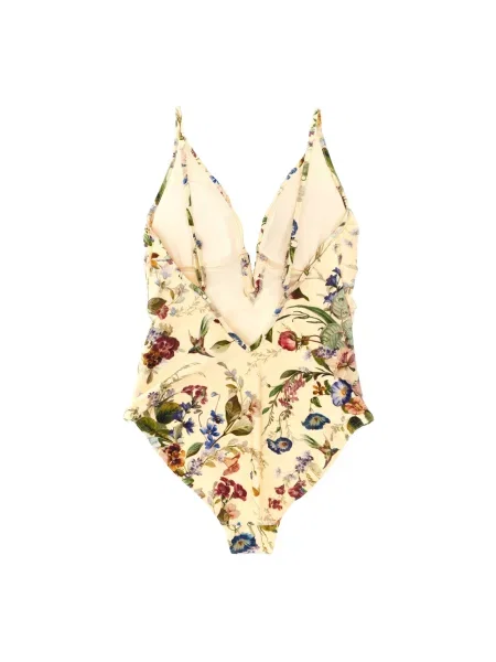 Wielobarwność stroj jednoczęściowy Zimmermann w kwiatki beżowy