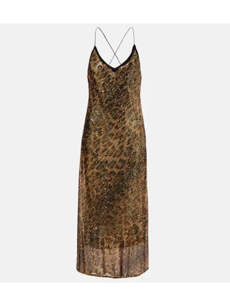 Rochie Roberto Cavalli cu imagine cu model leopard de costum maro