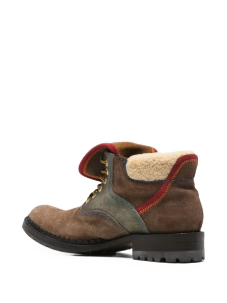 Botine Dsquared2 cu șireturi din dantelă maro
