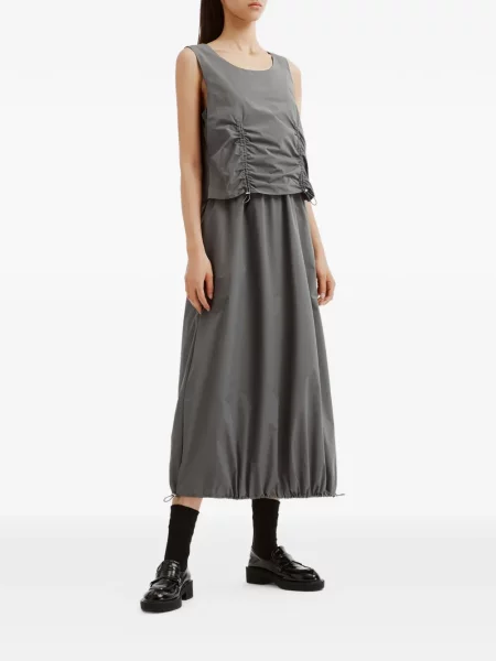 Rochie Tout A Coup cu volane cu cordon gri
