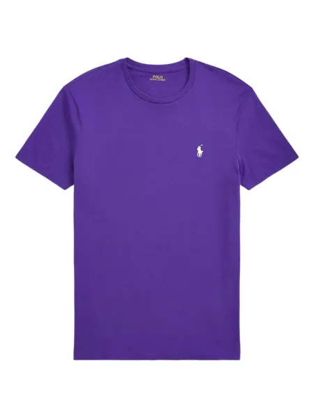 Iš natūralios odos trumpas dryžuotos polo marškinėliai Polo Ralph Lauren pilka