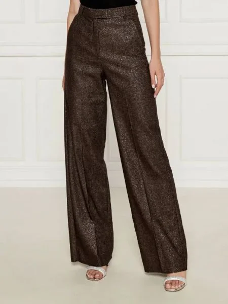 Marella Pantaloni | flare fit cu adaos de lână maro