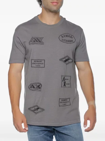 Tricou Armani Exchange cu broderie gri