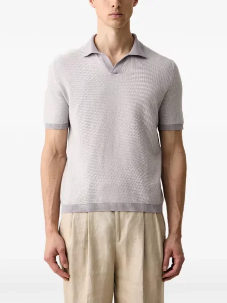 Gulerat scurt tricou polo Benetton tricotate gri